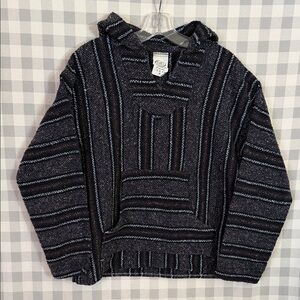 Frank’s Textiles Women’s Mexican Baja Hoodie, Size M, Black/Purple/Multi
